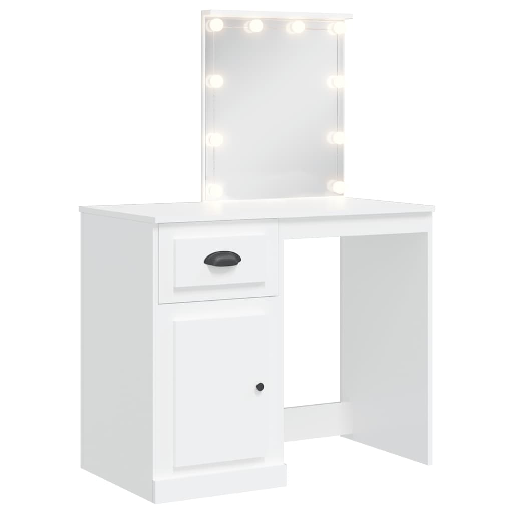 vidaXL Dressing Table with LED Lights White 90x42x132,5 cm 2