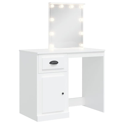 Dressing Table with LED Lights 90x42x132,5 cm White