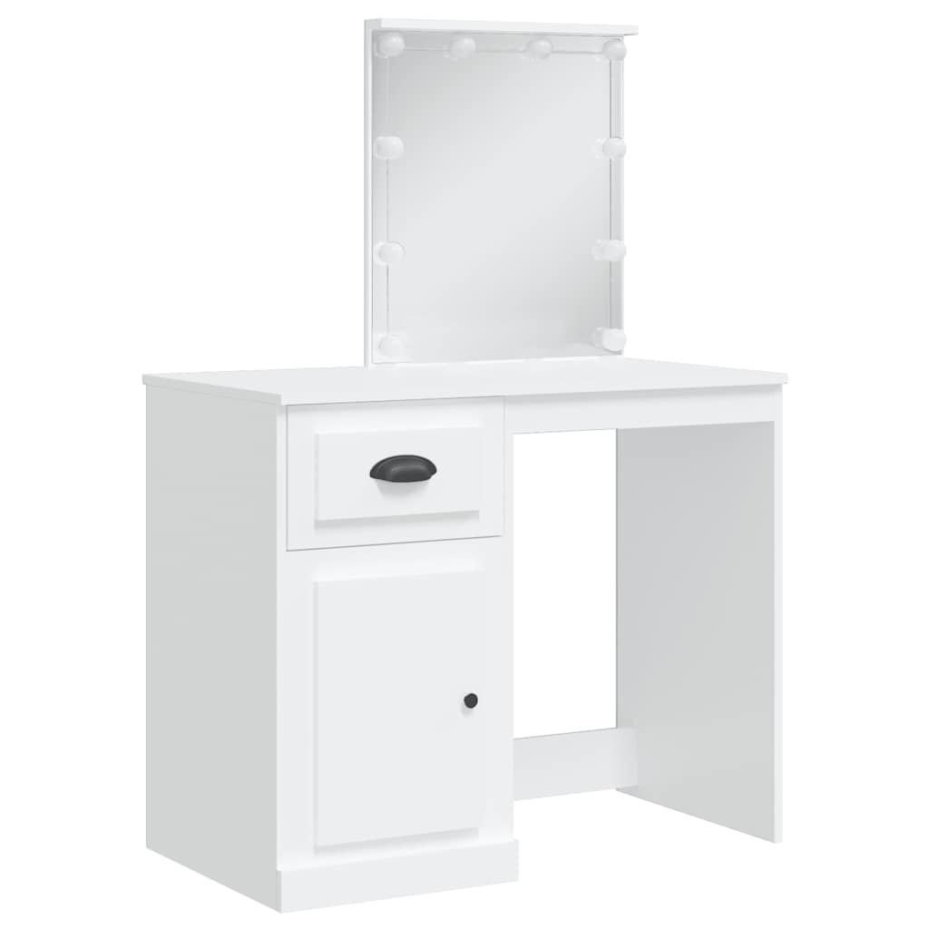 Dressing Table with LED Lights 90x42x132,5 cm White