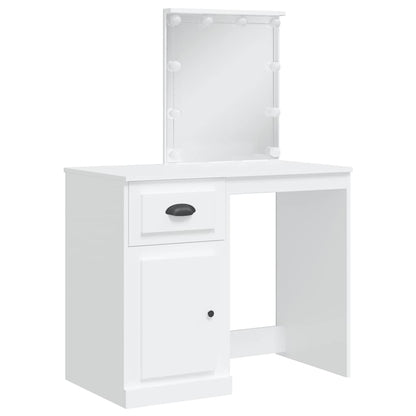Dressing Table with LED Lights 90x42x132,5 cm White