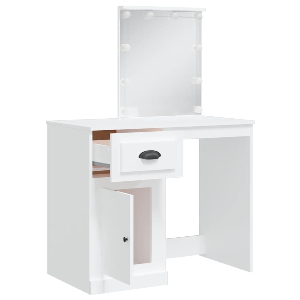 vidaXL Dressing Table with LED Lights White 90x42x132,5 cm 4