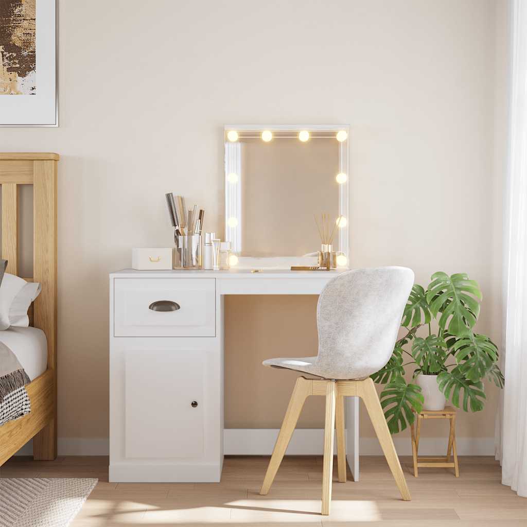 vidaXL Dressing Table with LED Lights White 90x42x132,5 cm 1