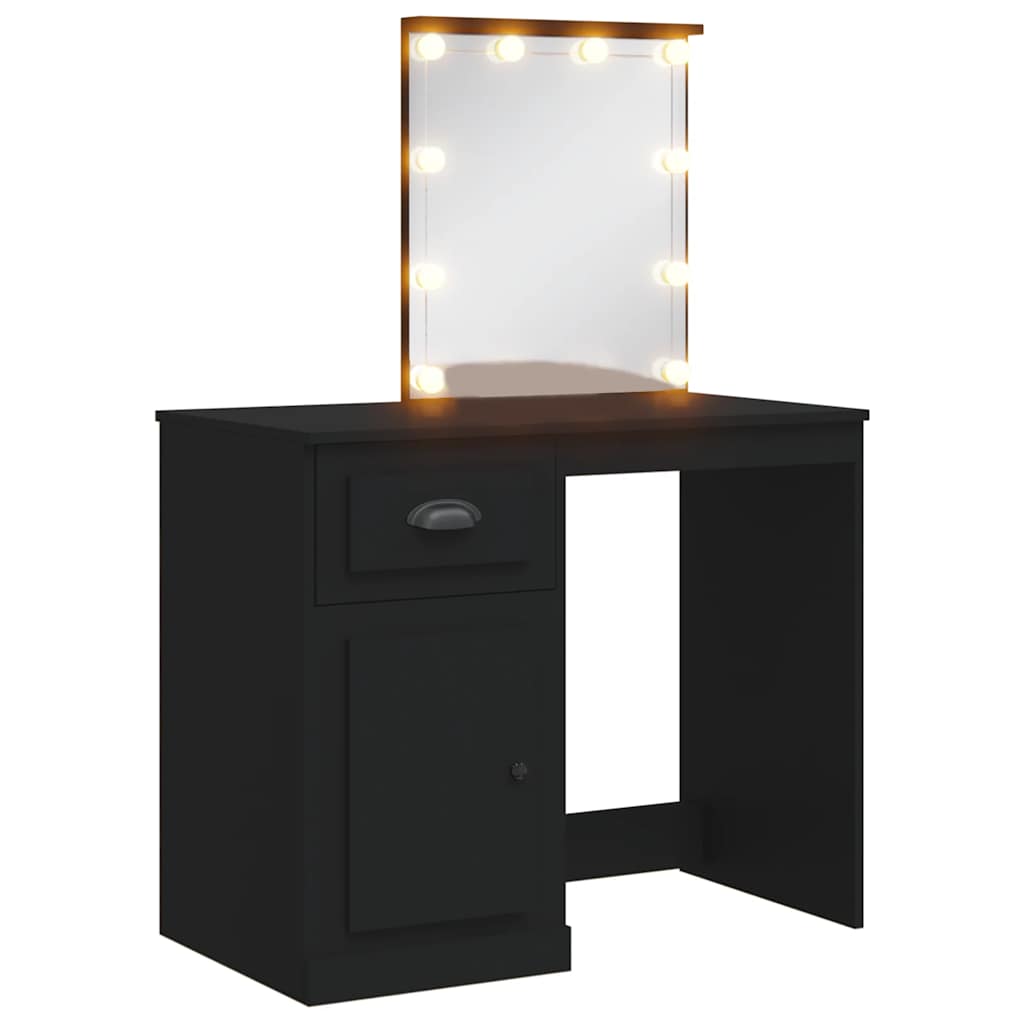 vidaXL Dressing Table with LED Lights Black 90x42x132.5 cm 2