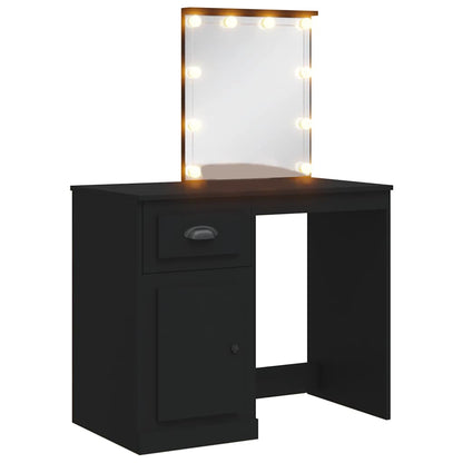 vidaXL Dressing Table with LED Lights Black 90x42x132.5 cm 2