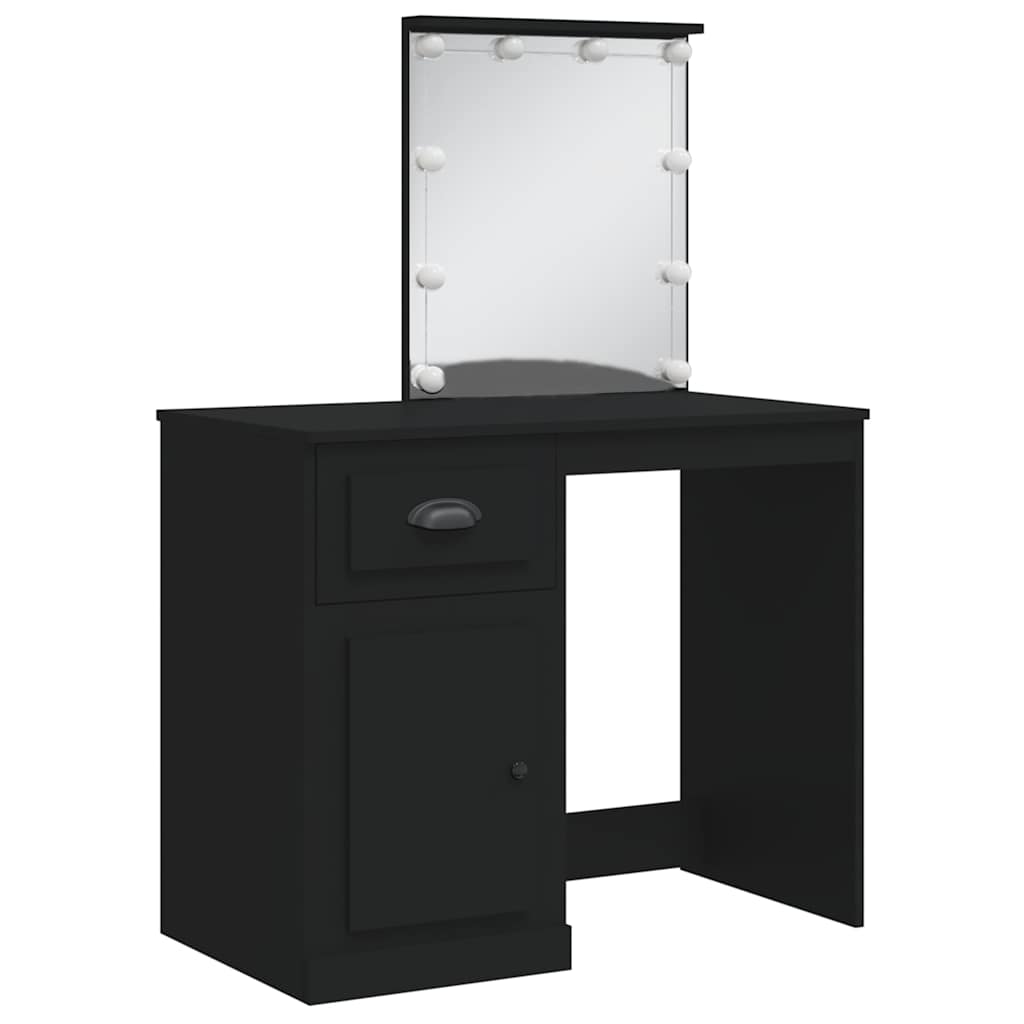 vidaXL Dressing Table with LED Lights Black 90x42x132.5 cm 3