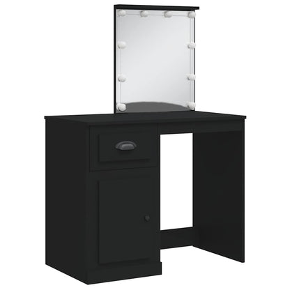 vidaXL Dressing Table with LED Lights Black 90x42x132.5 cm 3