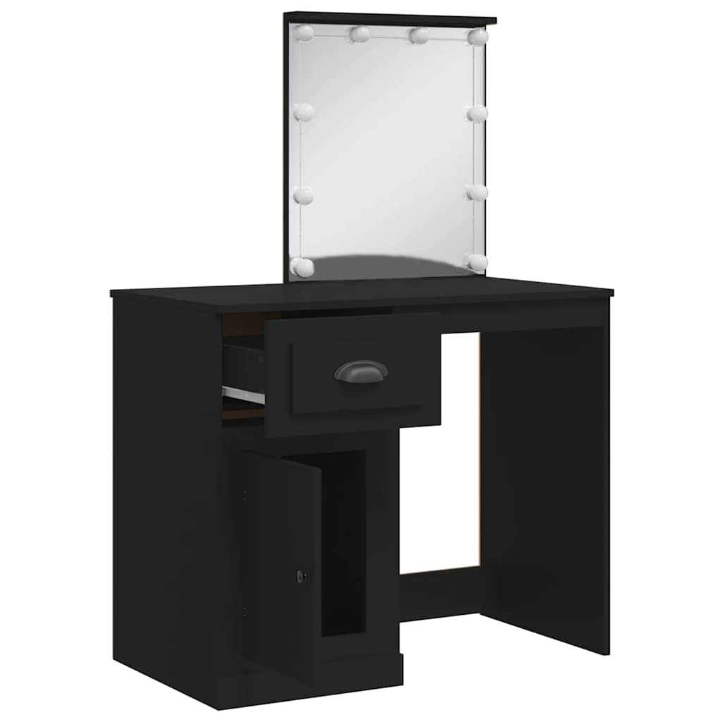 vidaXL Dressing Table with LED Lights Black 90x42x132.5 cm 4