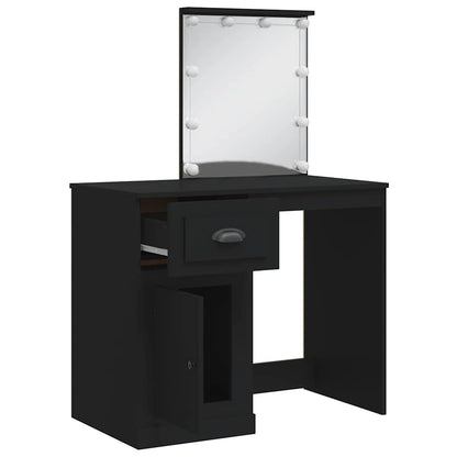 vidaXL Dressing Table with LED Lights Black 90x42x132.5 cm 4