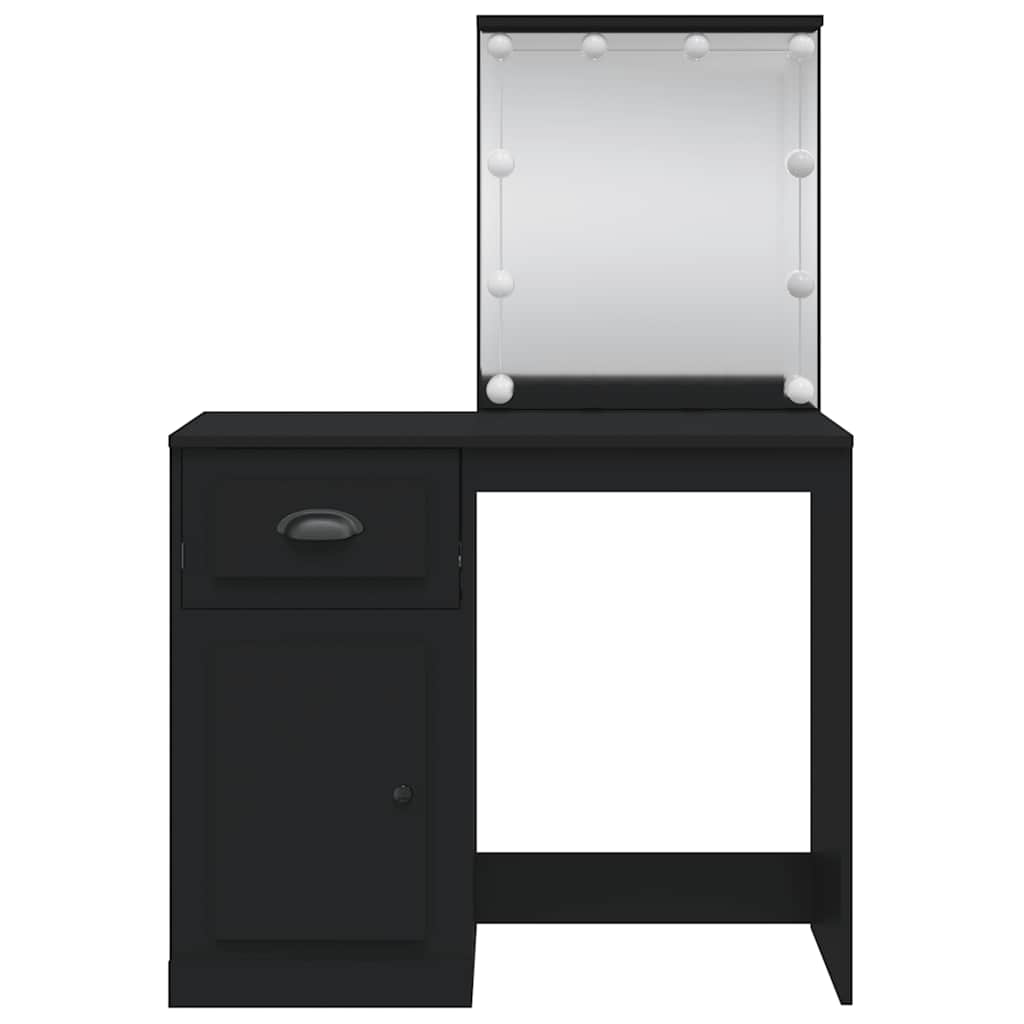 vidaXL Dressing Table with LED Lights Black 90x42x132.5 cm 5