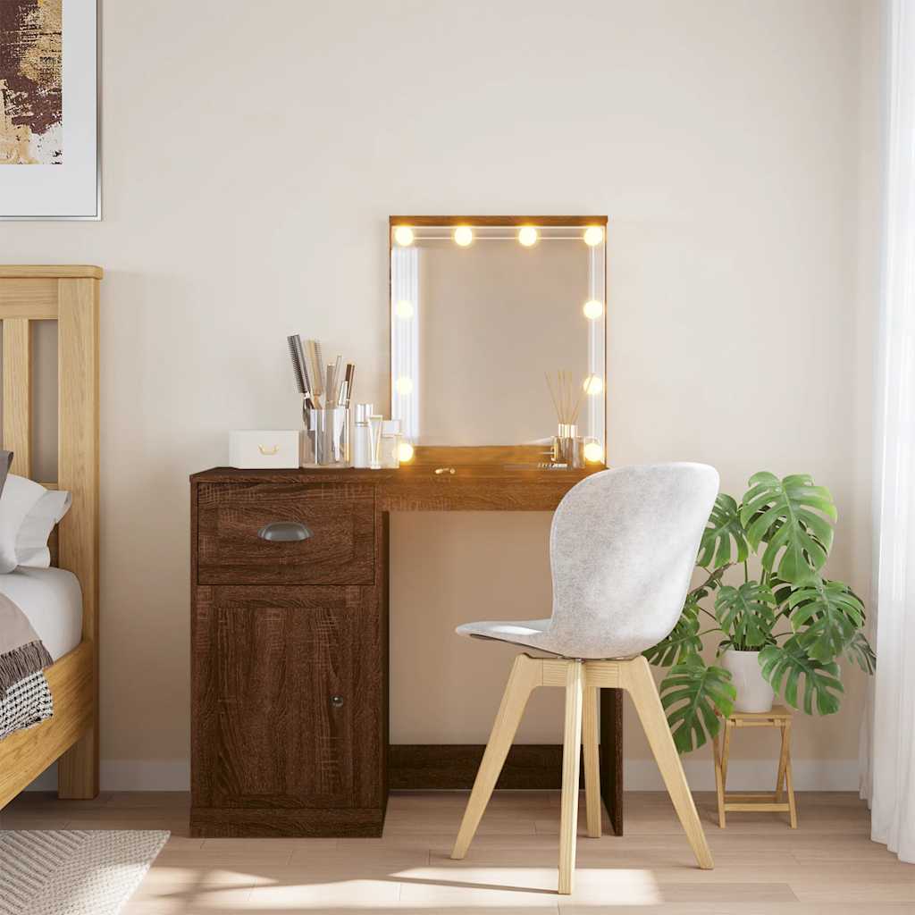 vidaXL Dressing Table with LED Lights 90x42x132.5 cm