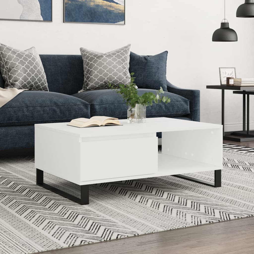 vidaXL Coffee Table White 90x60x35 cm Engineered Wood 1