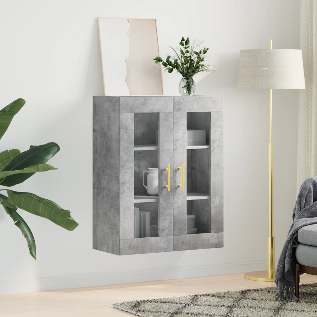 vidaXL Wall Mounted Cabinet Concrete Grey 69.5x34x90 cm 3