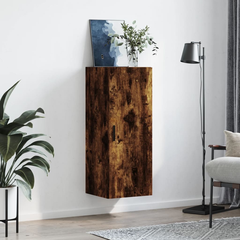 vidaXL Wall Mounted Cabinet Smoked Oak 34.5x34x90 cm 3