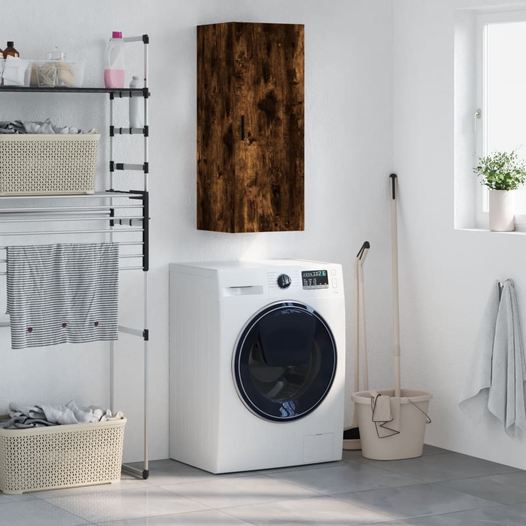 vidaXL Wall Mounted Cabinet Smoked Oak 34.5x34x90 cm 1