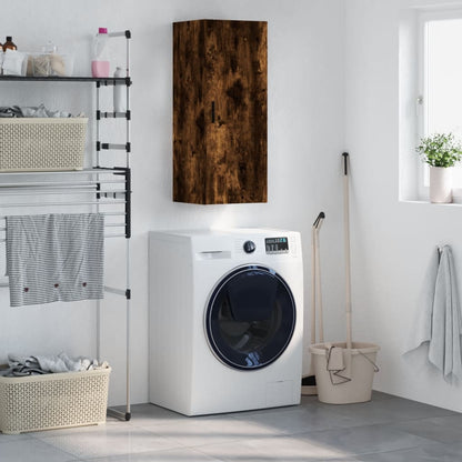 vidaXL Wall Mounted Cabinet Smoked Oak 34.5x34x90 cm 1