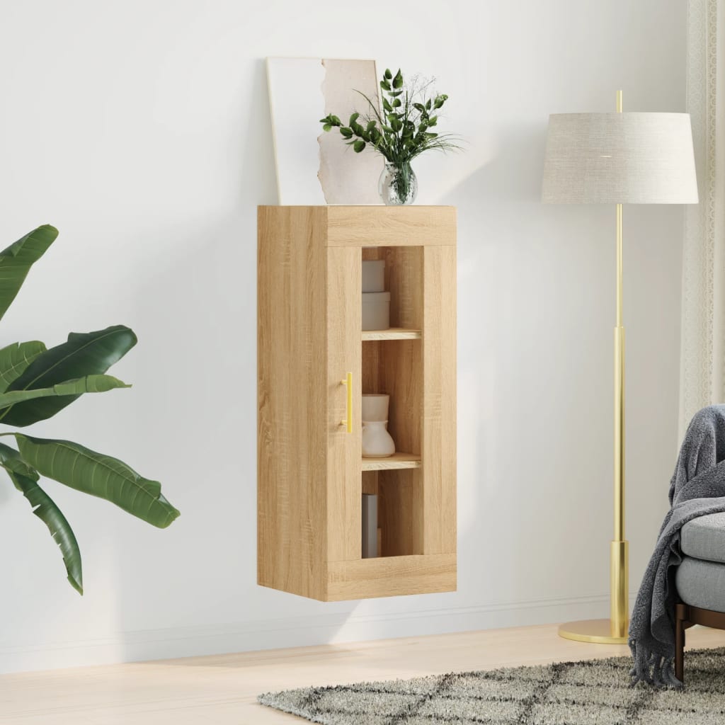 vidaXL Wall Mounted Cabinet Sonoma Oak 34.5x34x90 cm 3