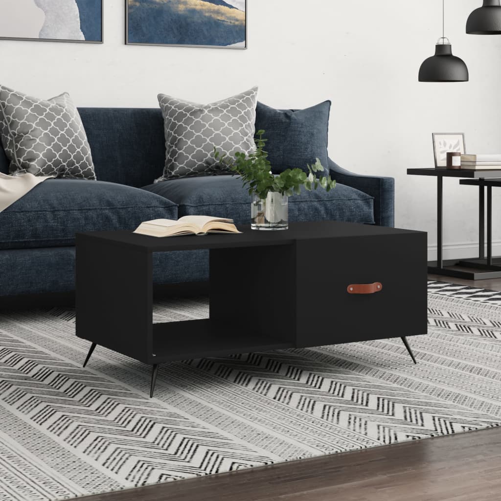 vidaXL Coffee Table Black 90x50x40 cm Engineered Wood 1