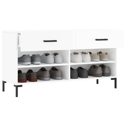 vidaXL Shoe Bench High Gloss White 102x35x55 cm Engineered Wood 4
