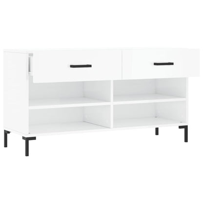 vidaXL Shoe Bench High Gloss White 102x35x55 cm Engineered Wood 5