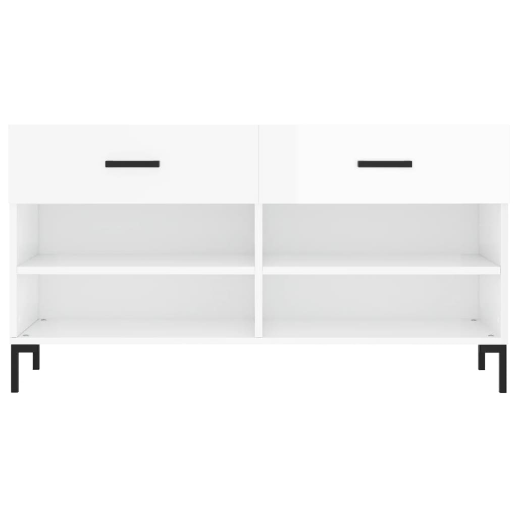 vidaXL Shoe Bench High Gloss White 102x35x55 cm Engineered Wood 6