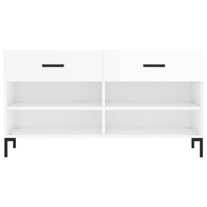 vidaXL Shoe Bench High Gloss White 102x35x55 cm Engineered Wood 6
