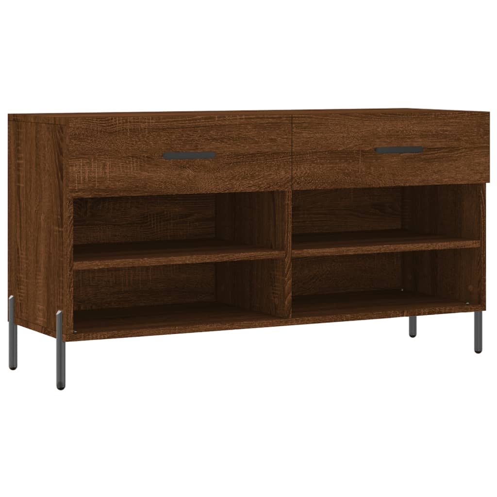 vidaXL Shoe Bench Brown Oak 102x35x55 cm Engineered Wood 2