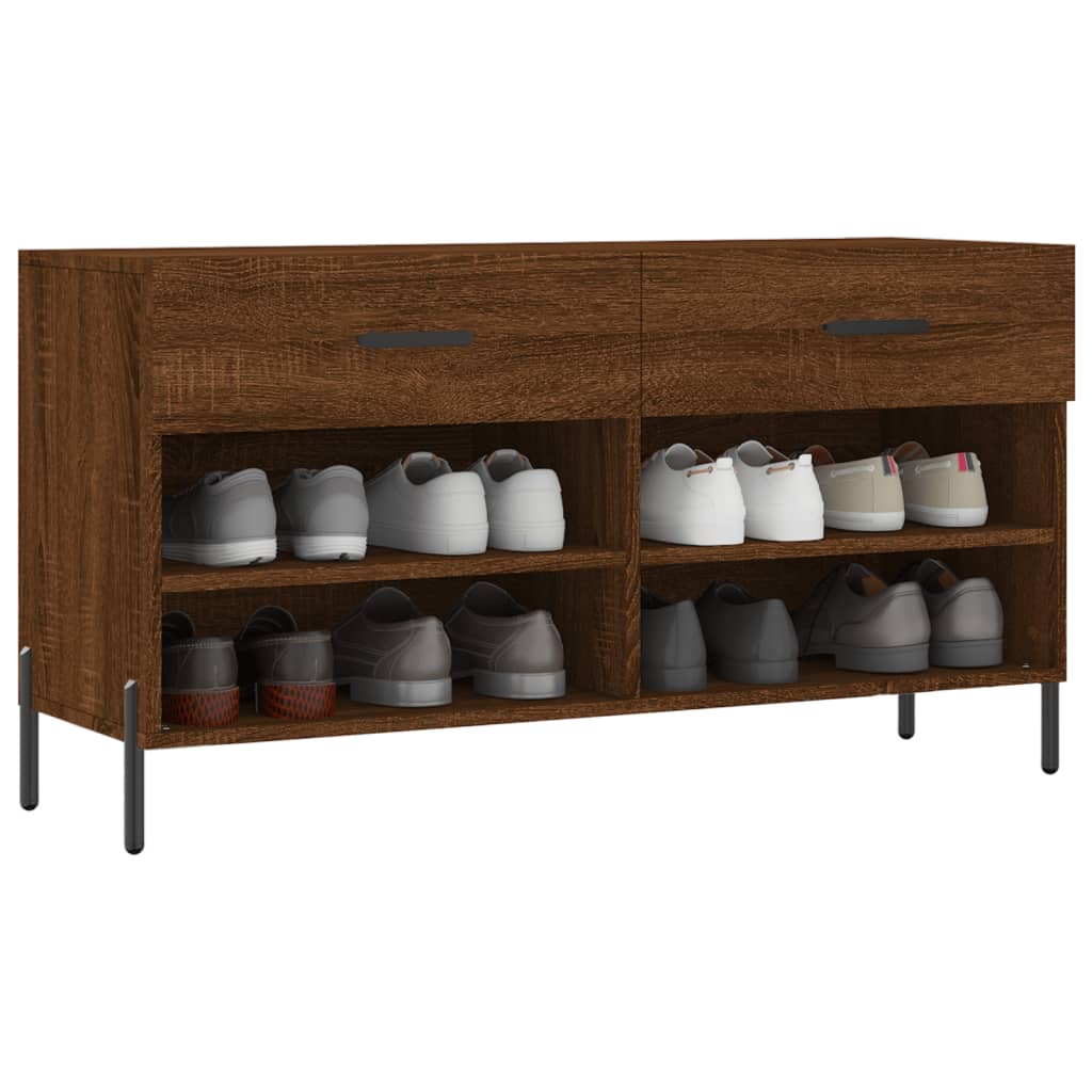 vidaXL Shoe Bench Brown Oak 102x35x55 cm Engineered Wood 3