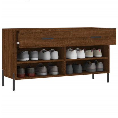 vidaXL Shoe Bench Brown Oak 102x35x55 cm Engineered Wood 4