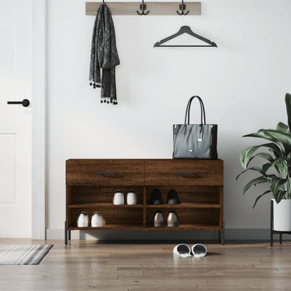 vidaXL Shoe Bench Brown Oak 102x35x55 cm Engineered Wood 1