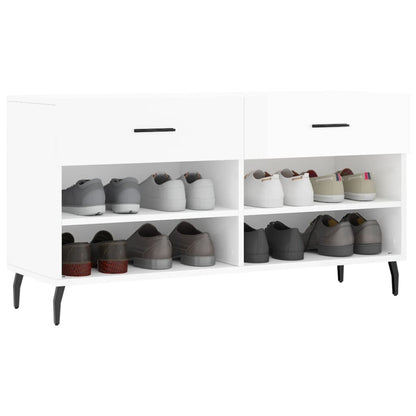 vidaXL Shoe Bench High Gloss White 102x35x55 cm Engineered Wood 3