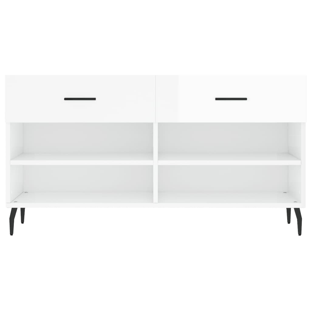 vidaXL Shoe Bench High Gloss White 102x35x55 cm Engineered Wood 6