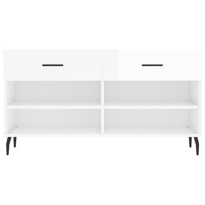 vidaXL Shoe Bench High Gloss White 102x35x55 cm Engineered Wood 6