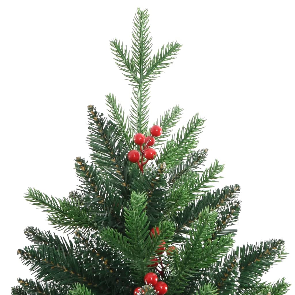 vidaXL Artificial Hinged Christmas Tree with Red Berries 150 cm 4