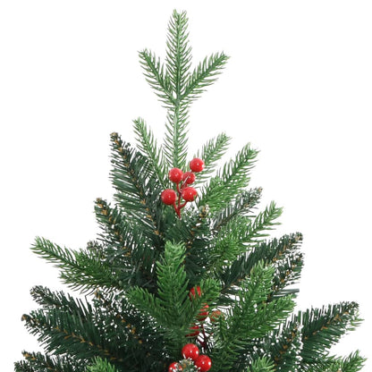 vidaXL Artificial Hinged Christmas Tree with Red Berries 150 cm 4