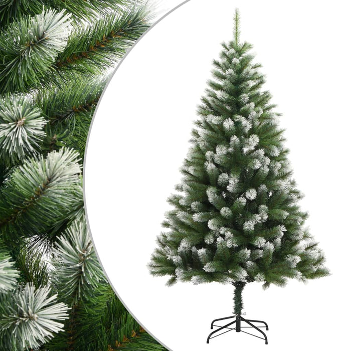 vidaXL Artificial Hinged Christmas Tree with Flocked Snow 150 cm 1