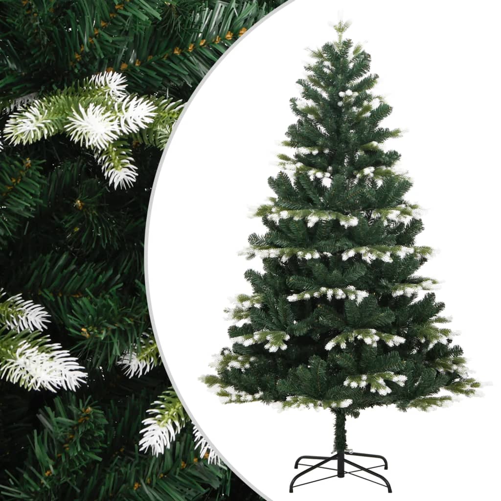 vidaXL Artificial Hinged Christmas Tree with Flocked Snow 210 cm 1