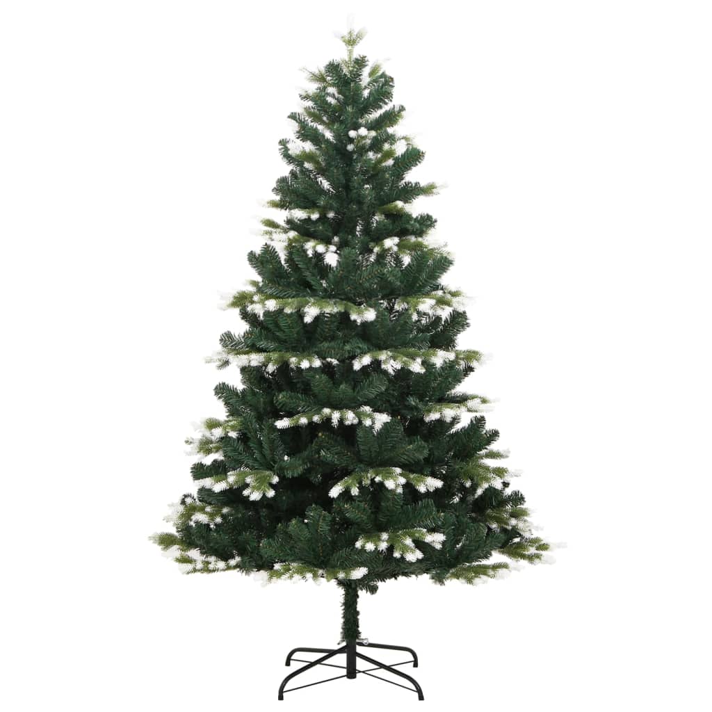 vidaXL Artificial Hinged Christmas Tree with Flocked Snow 210 cm 2