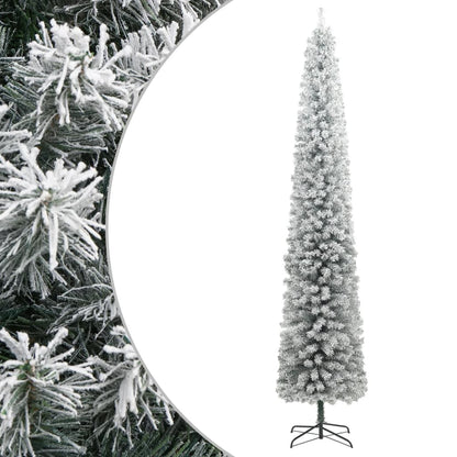 vidaXL Slim Christmas Tree with Stand and Flocked Snow 270 cm PVC 1
