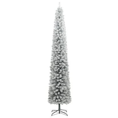 vidaXL Slim Christmas Tree with Stand and Flocked Snow 270 cm PVC 2