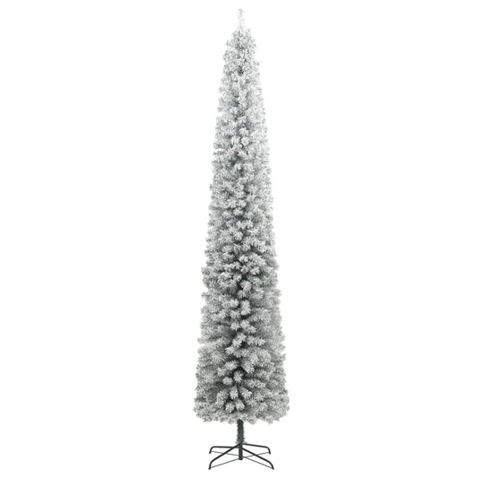 vidaXL Slim Christmas Tree with Stand and Flocked Snow 270 cm PVC 2