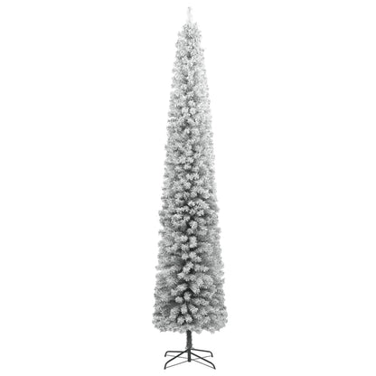 vidaXL Slim Christmas Tree with Stand and Flocked Snow 300 cm PVC 2