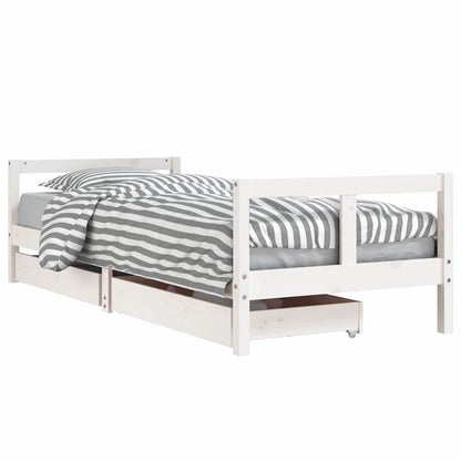 vidaXL Kids Bed Frame with Drawers White 80x200 cm Solid Wood Pine 2