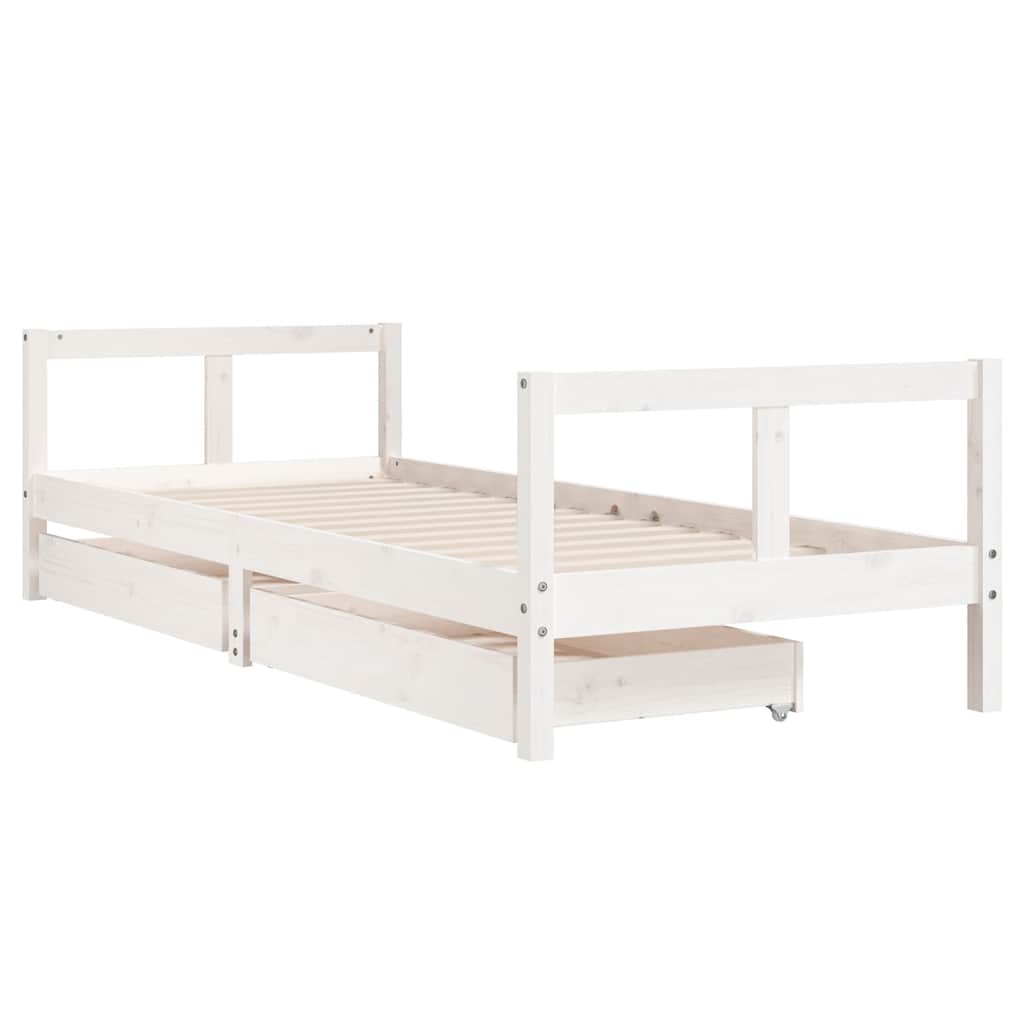 vidaXL Kids Bed Frame with Drawers White 80x200 cm Solid Wood Pine 3
