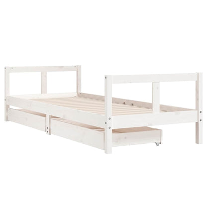 vidaXL Kids Bed Frame with Drawers White 80x200 cm Solid Wood Pine 3