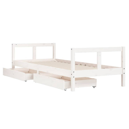 vidaXL Kids Bed Frame with Drawers White 80x200 cm Solid Wood Pine 4
