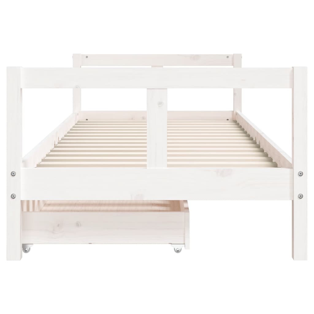 vidaXL Kids Bed Frame with Drawers White 80x200 cm Solid Wood Pine 5