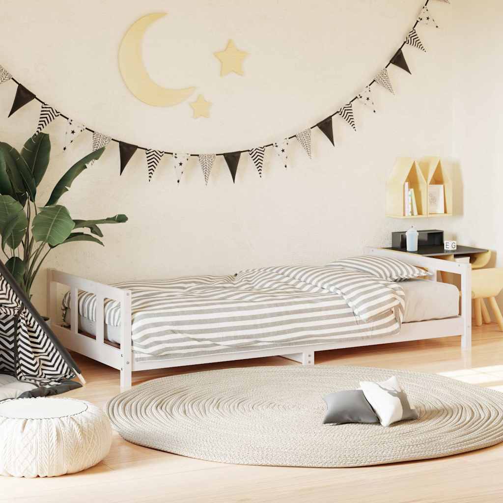 Kids Bed Frame Solid Wood Pine White 90 cm 200 cm