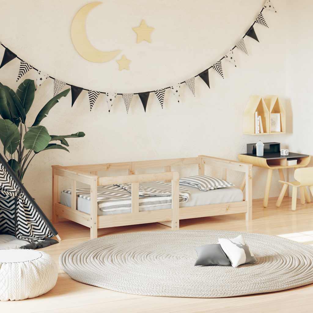 Kids Bed Frame Solid Wood Pine Natural 70 cm 140 cm
