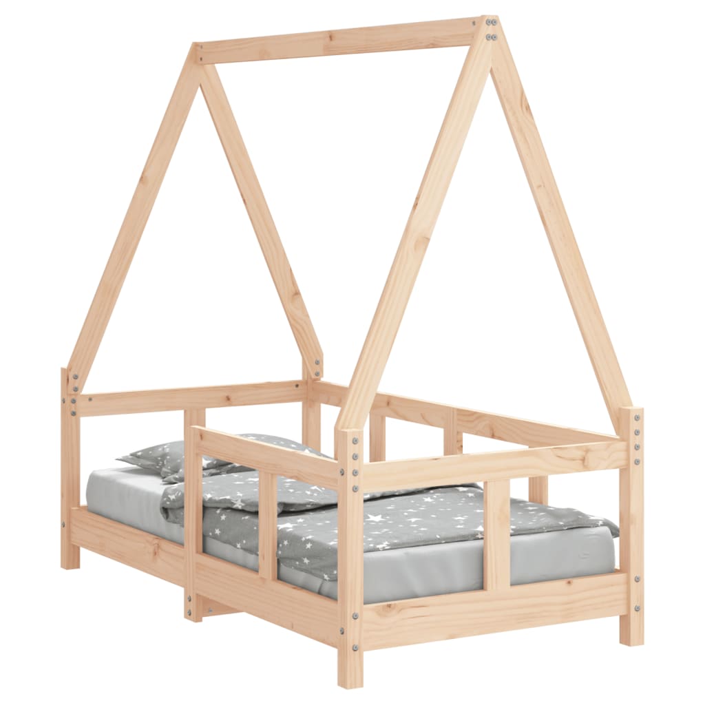 Kids Bed Frame Solid Wood Pine Natural 70 cm 140 cm