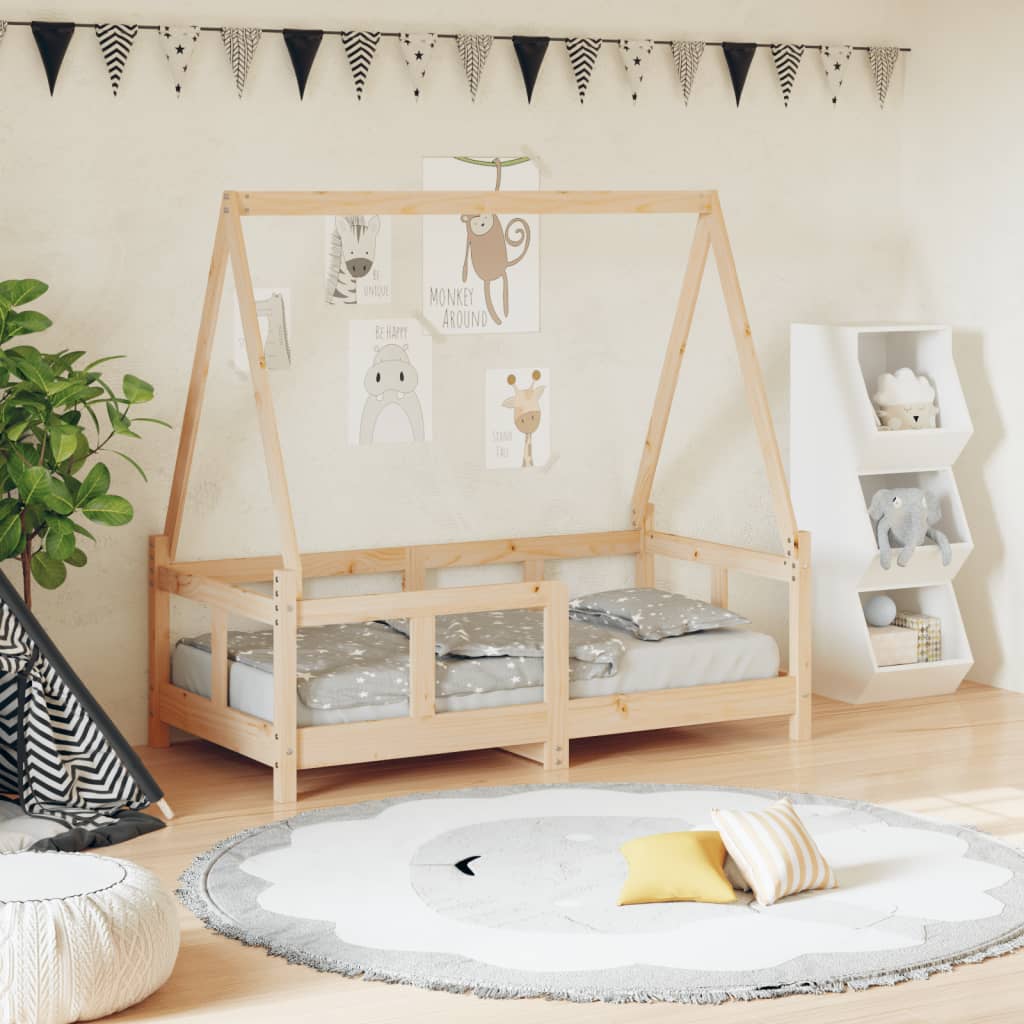 Kids Bed Frame Solid Wood Pine Natural 70 cm 140 cm